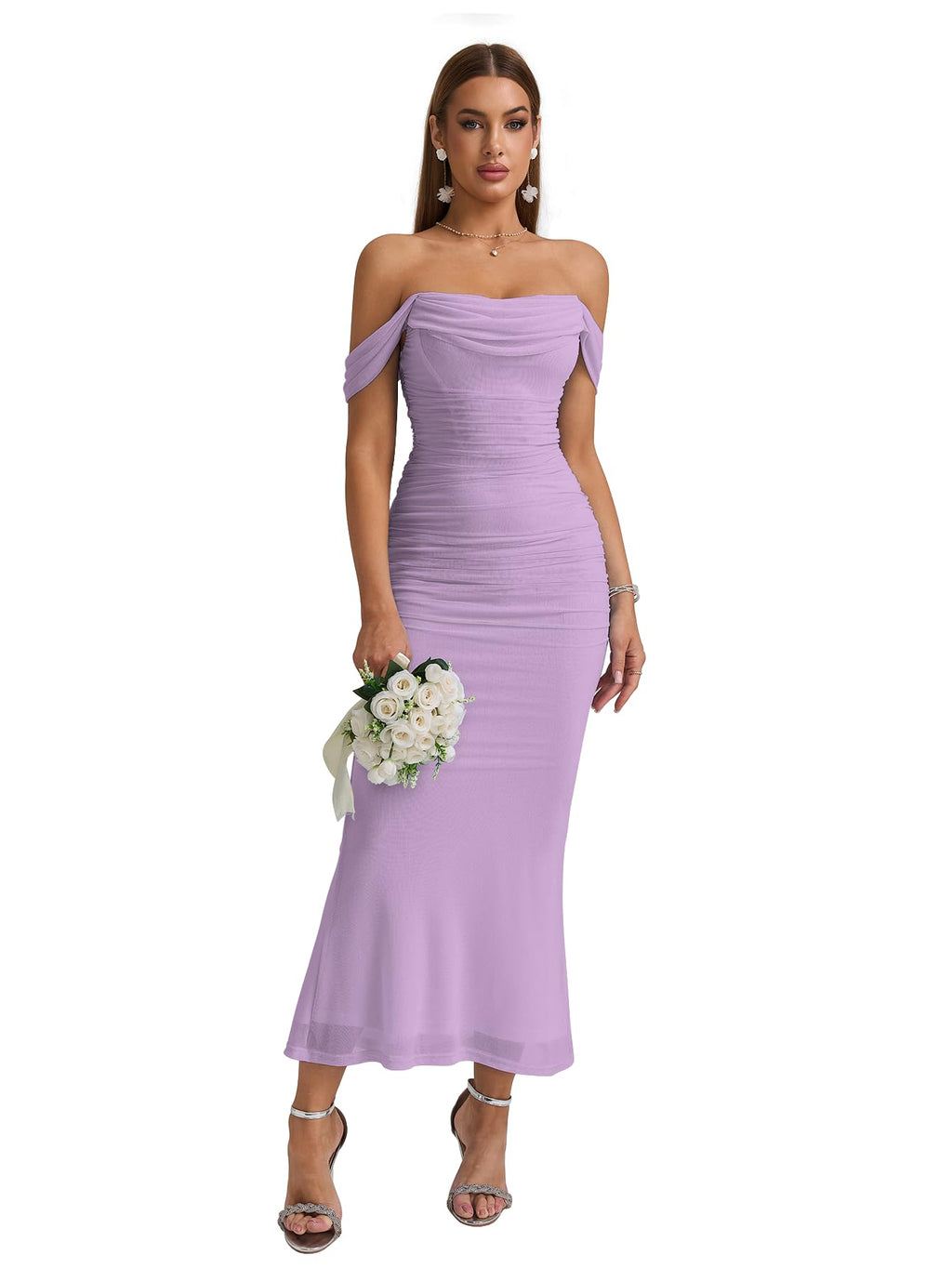 KUTUMAI Women Off Shoulder Maxi Long Corset Formal Wedding Guest Dress