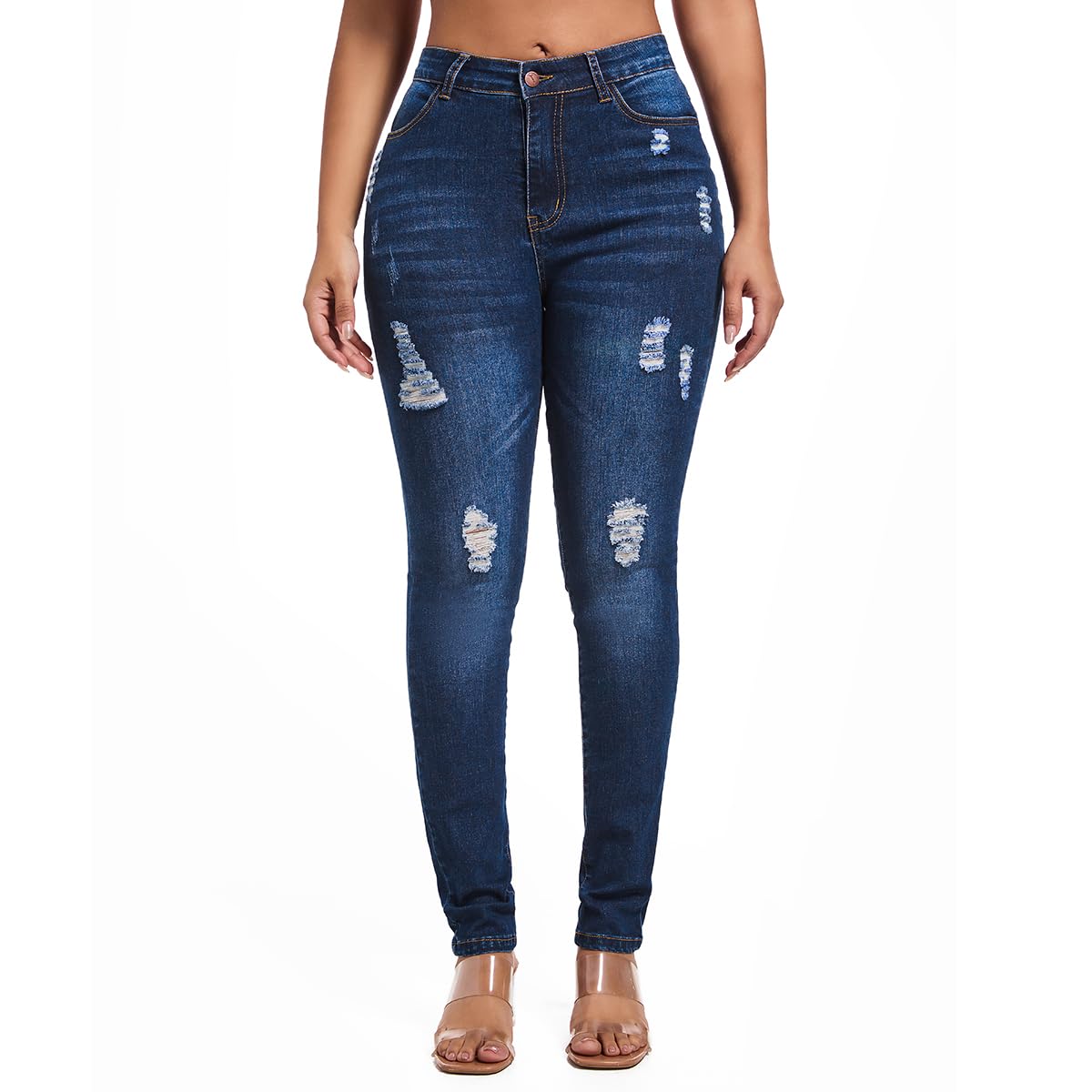 FISCLOSIN Women Colombian High Waisted Butt Lift Skinny Stretch Jeans