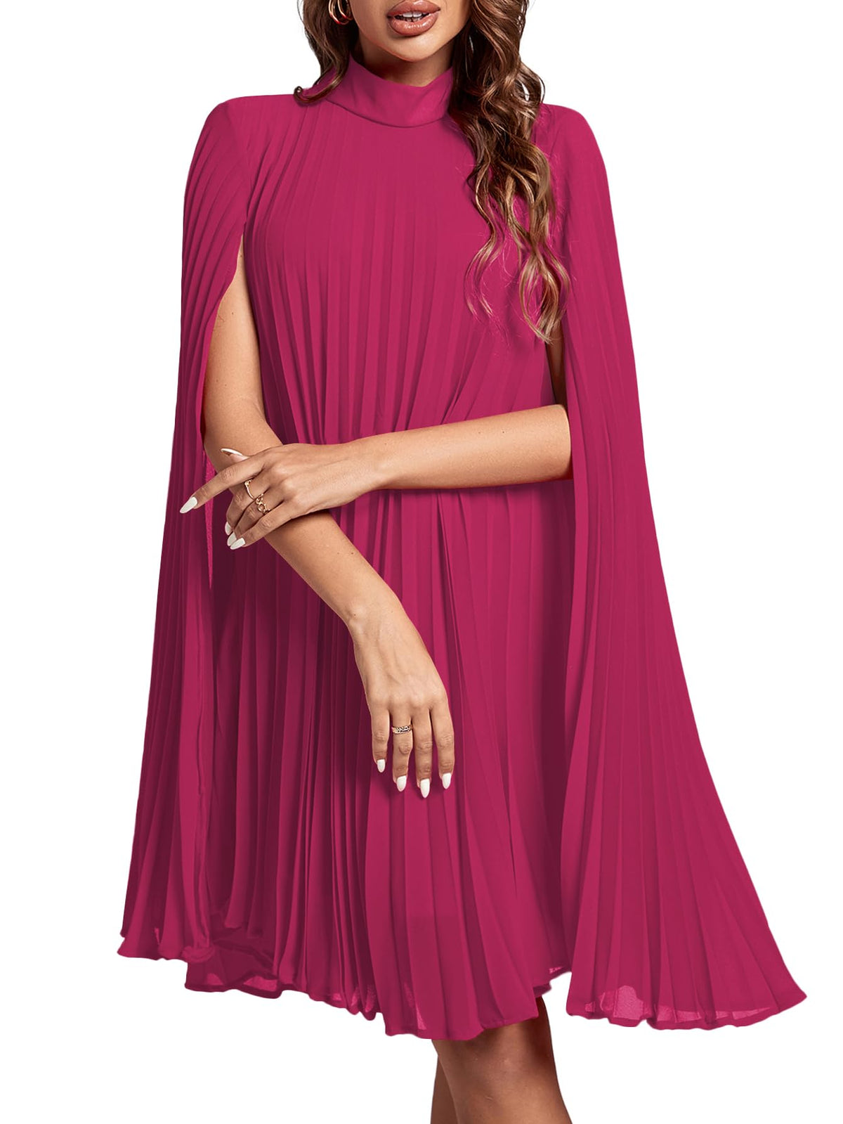 Rooscier Women's Cloak Sleeve Party Midi Dress