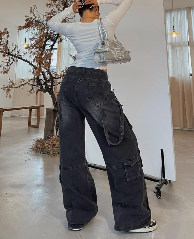 Cargo Jeans for Women Low Waist Baggy Pants Y2k