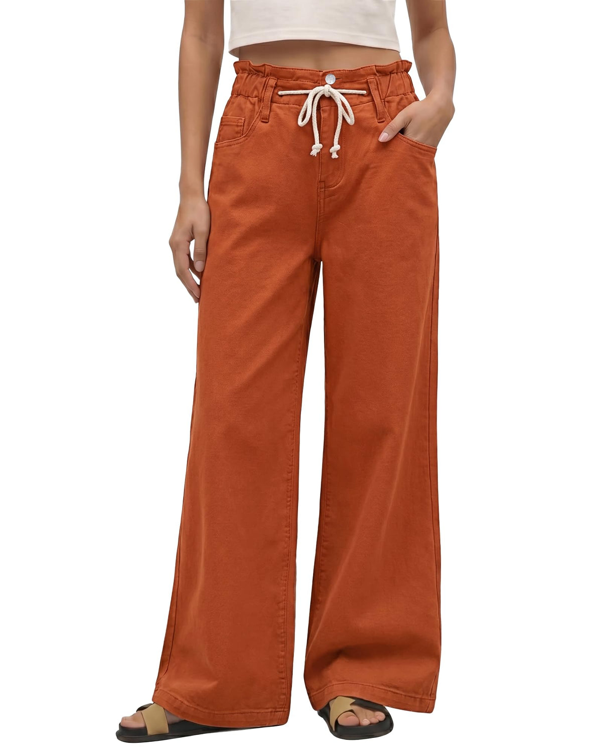 GRAPENT Wide Leg Jeans for Women Stretch High Wasited Elastic Waist Bell Bottom Baggy Y2K Pants
