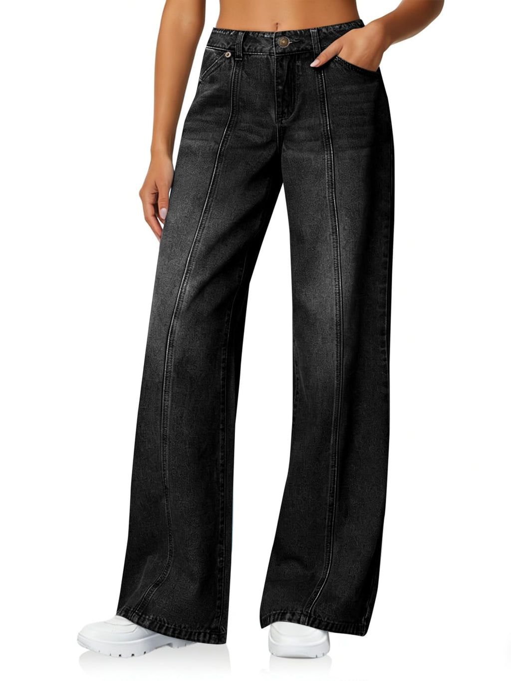 Cicy Bell Womens Wide Leg Jeans High Waisted Stretchy Baggy Denim Pants