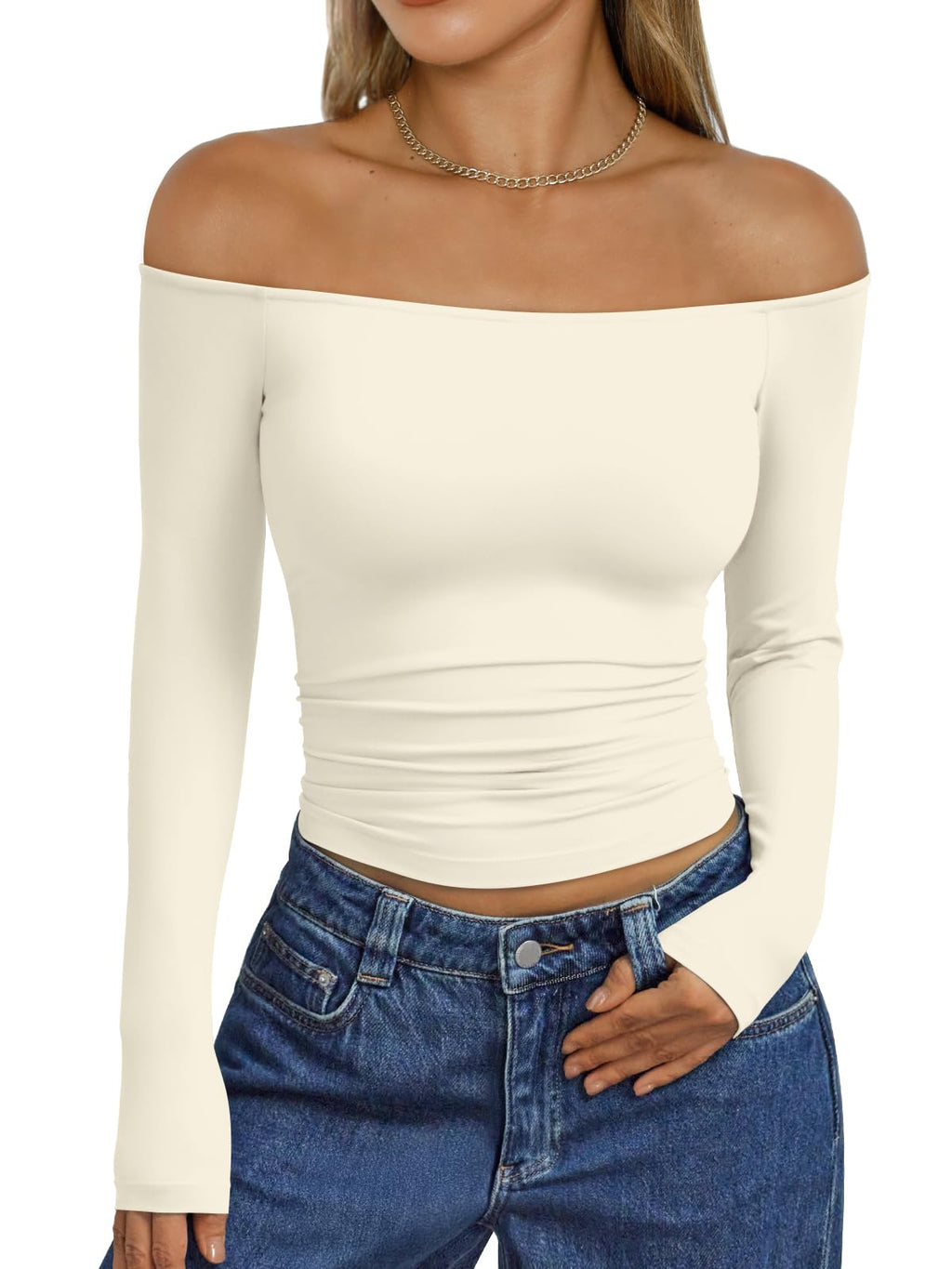 Trendy Queen Womens Off The Shoulder Tops Going Out Basic Sexy T Shirts