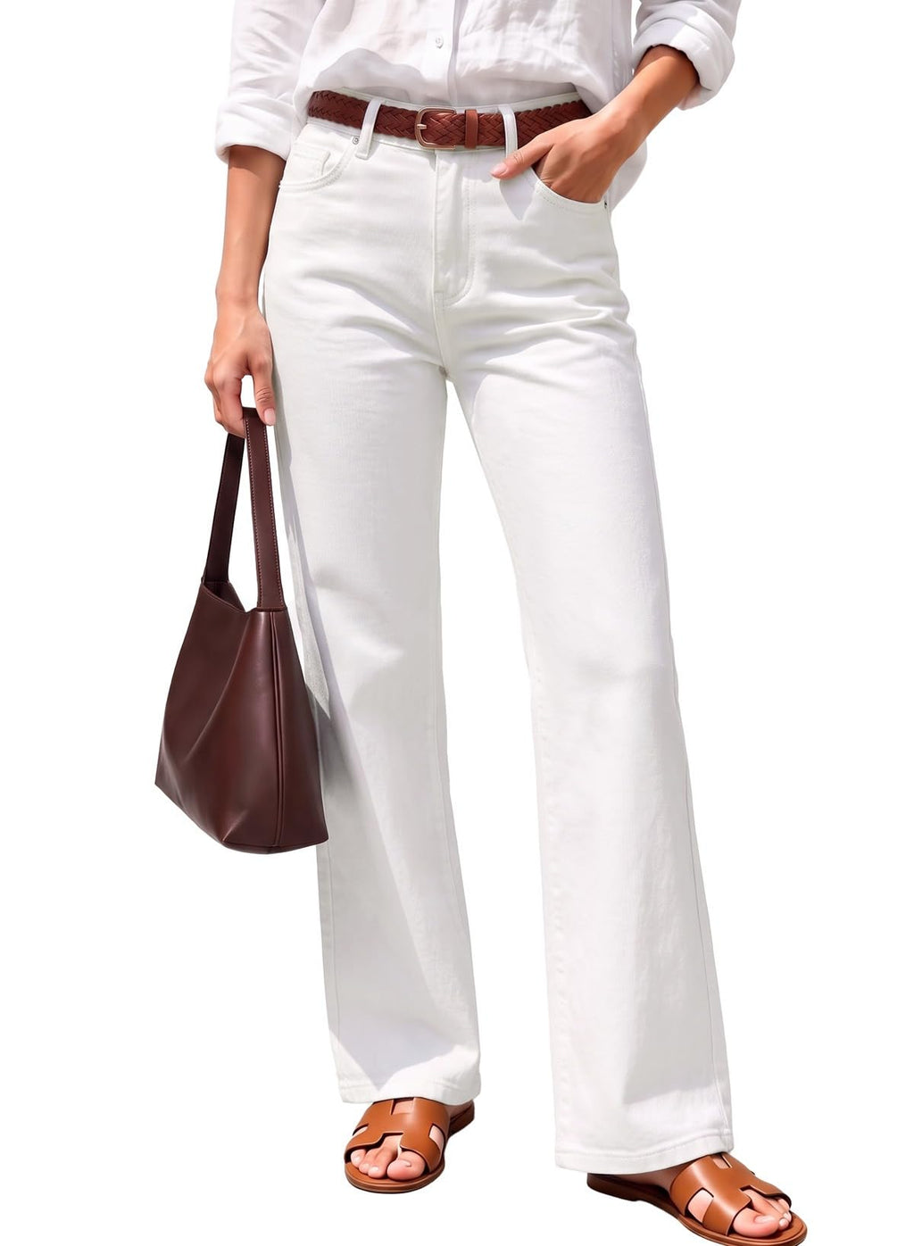 Sidefeel Women's High Waisted Wide Straight Leg Jeans