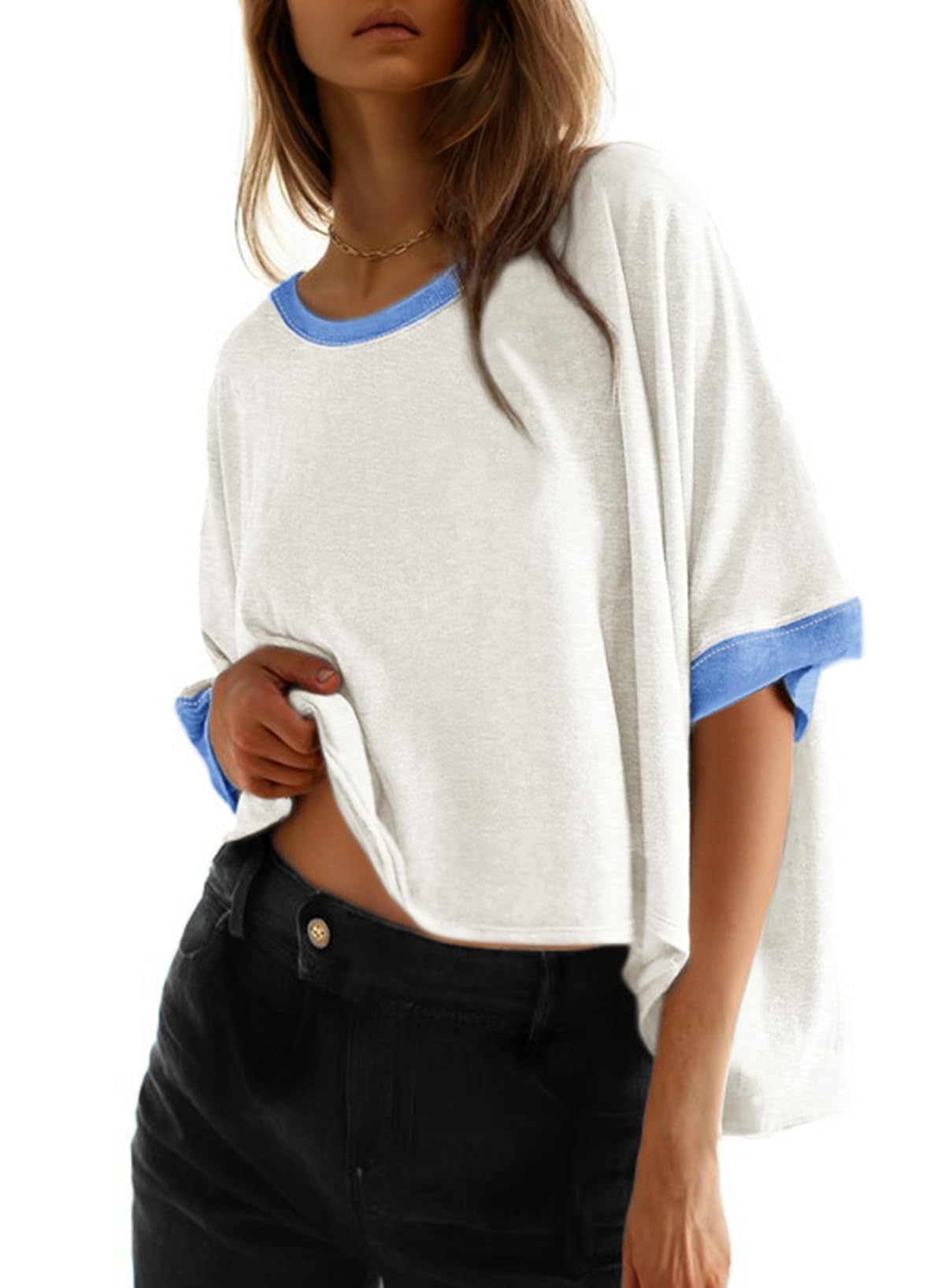 Dokotoo Oversized Tops Summer Shirts 2026 Fall T Shirts for Women Basic Tee
