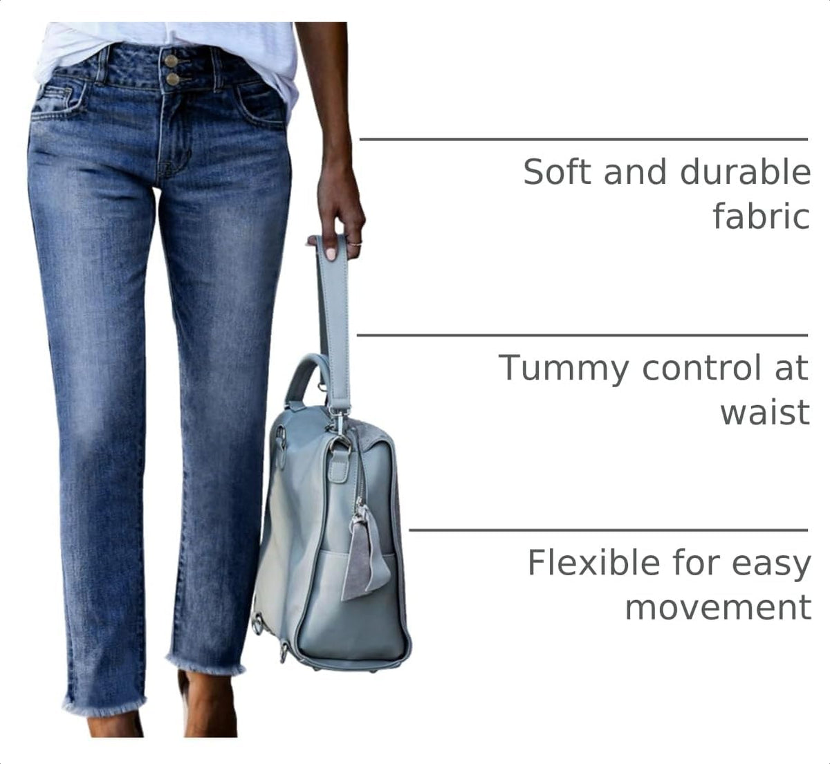 Sidefeel Women's High Waisted Raw Hem Straight Leg Jeans