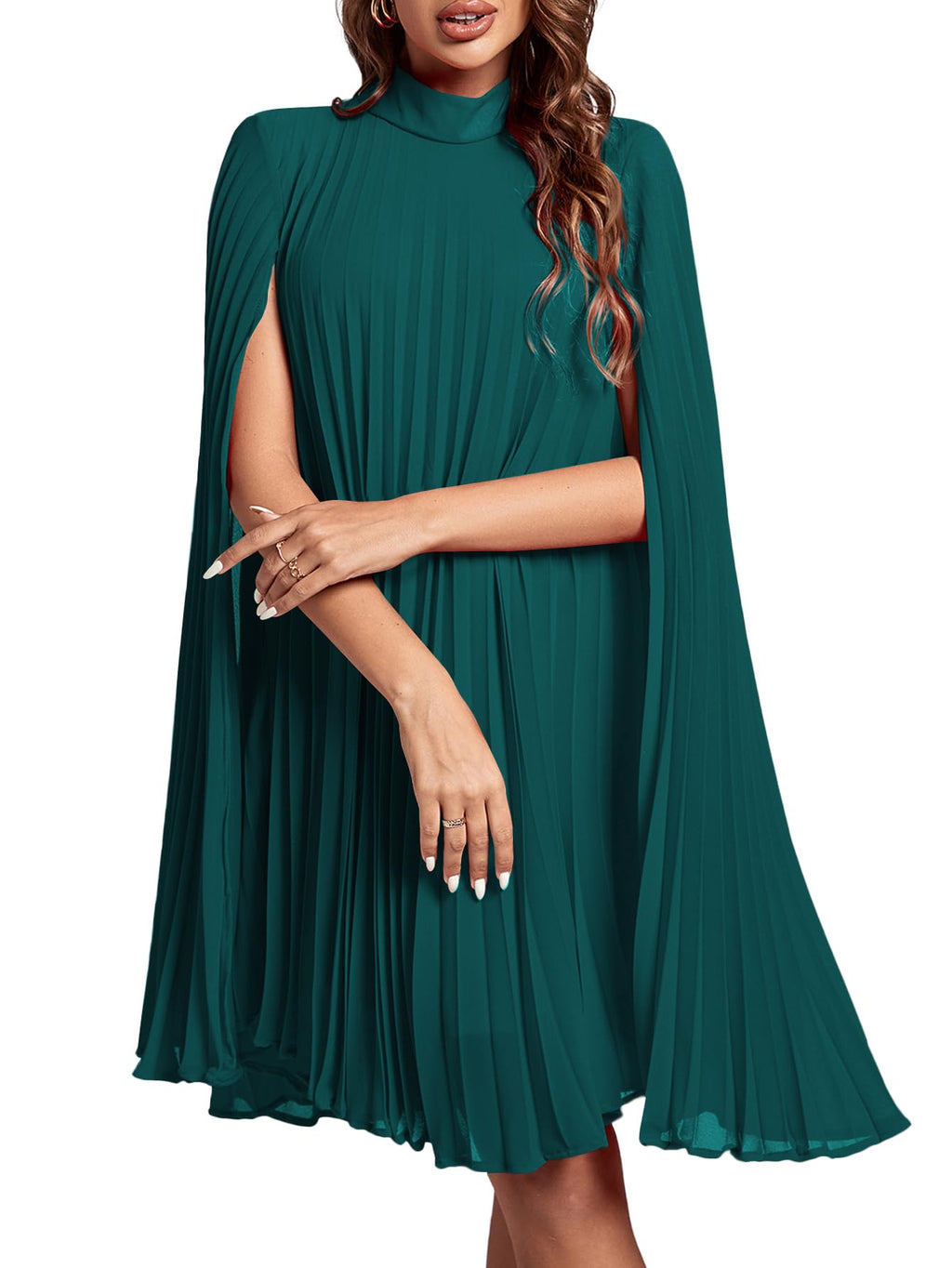 Rooscier Women's Cloak Sleeve Party Midi Dress