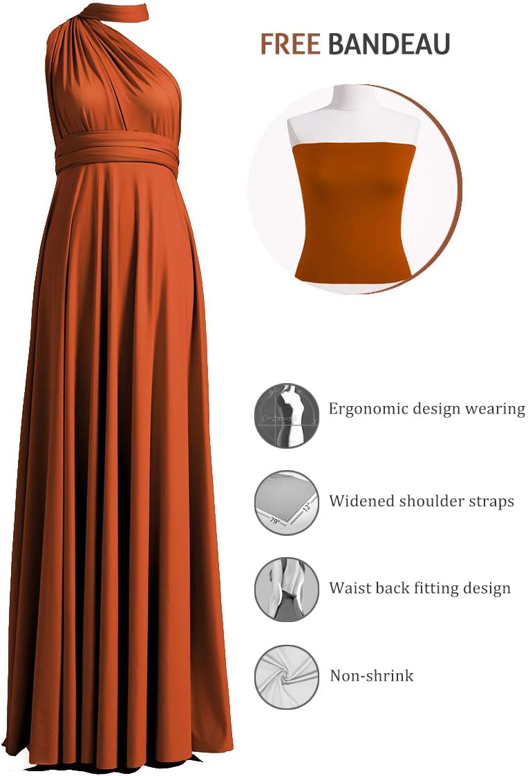 72styles Maxi Infinity Dress for Bridesmaids, Convertible Multi-Way Wrap