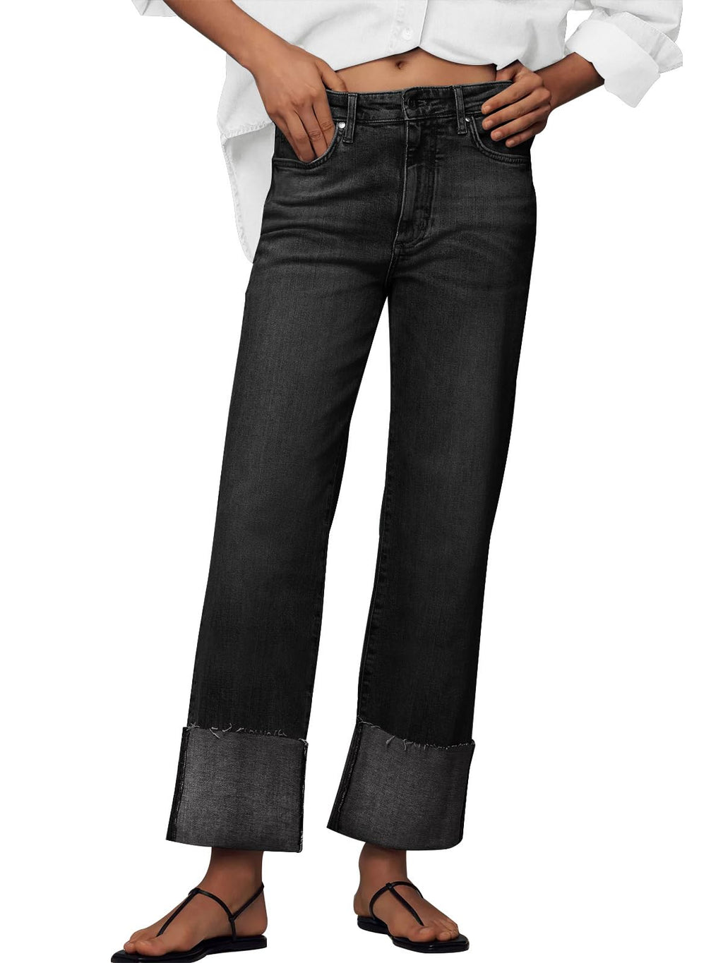 KUNMI Jeans for Women Wide Leg Baggy High Waist Boyfriends Straight Leg Stretchy Denim Pants Trendy Fall 2026