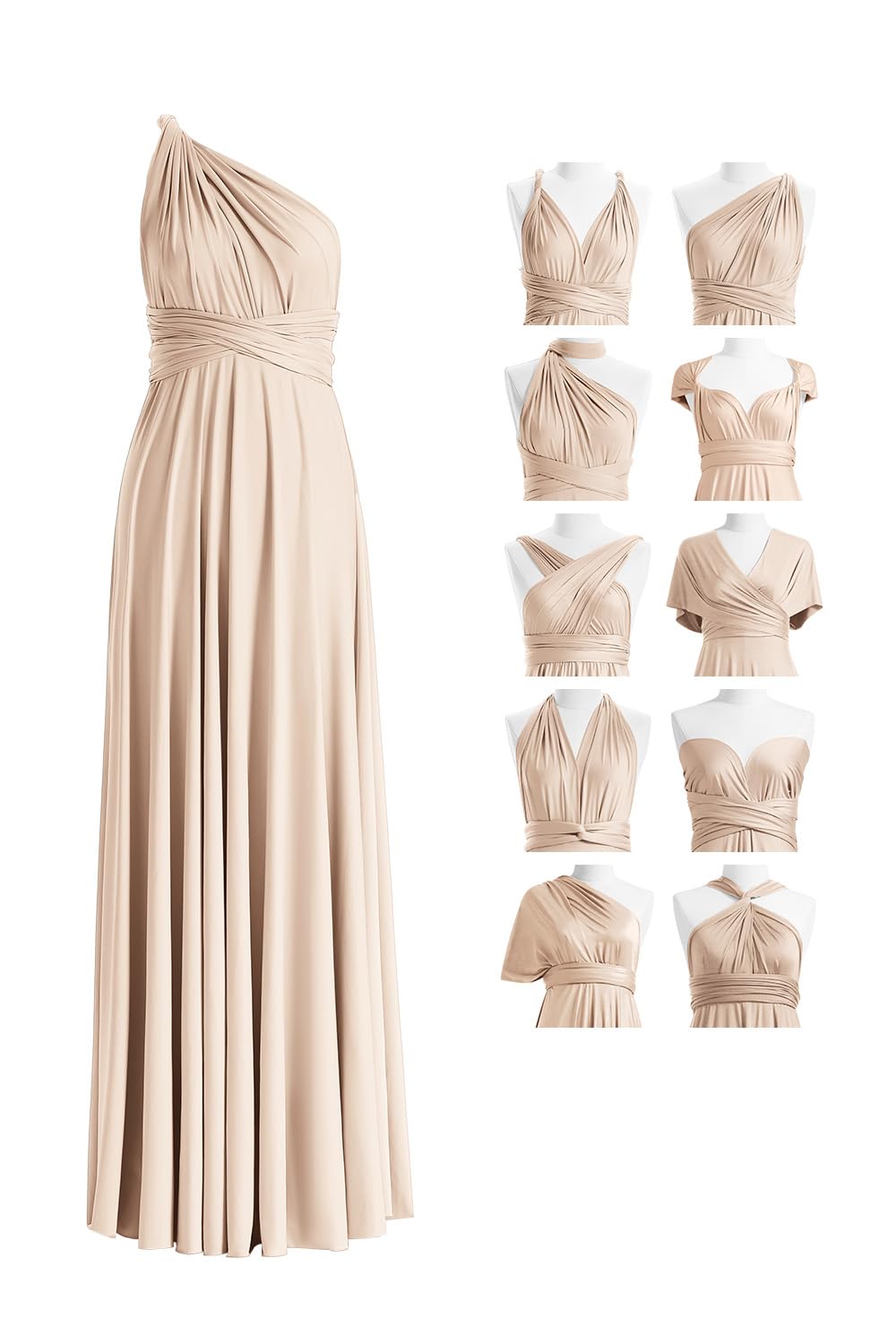 72styles Maxi Infinity Dress for Bridesmaids, Convertible Multi-Way Wrap