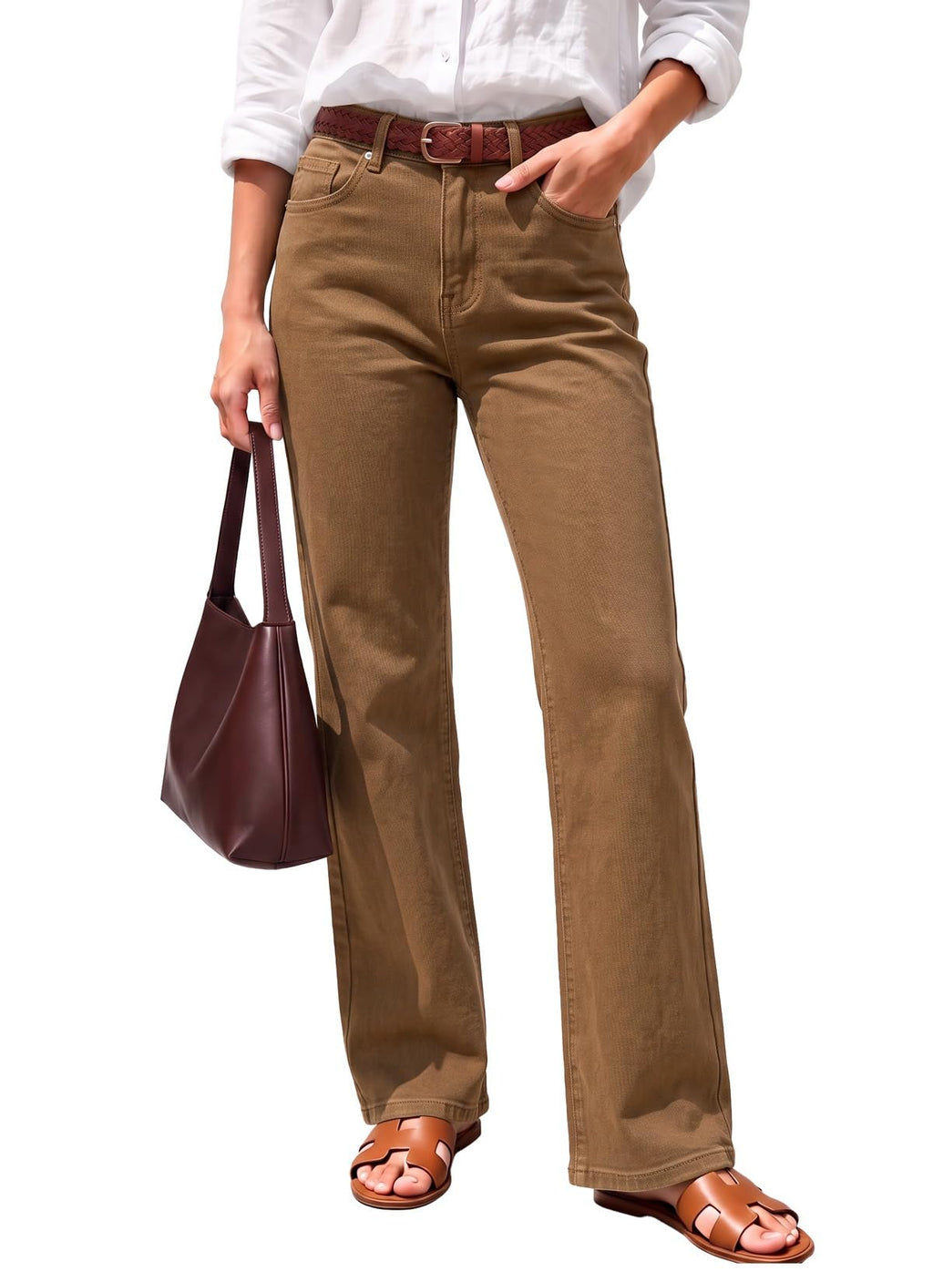 Sidefeel Women's High Waisted Wide Straight Leg Jeans