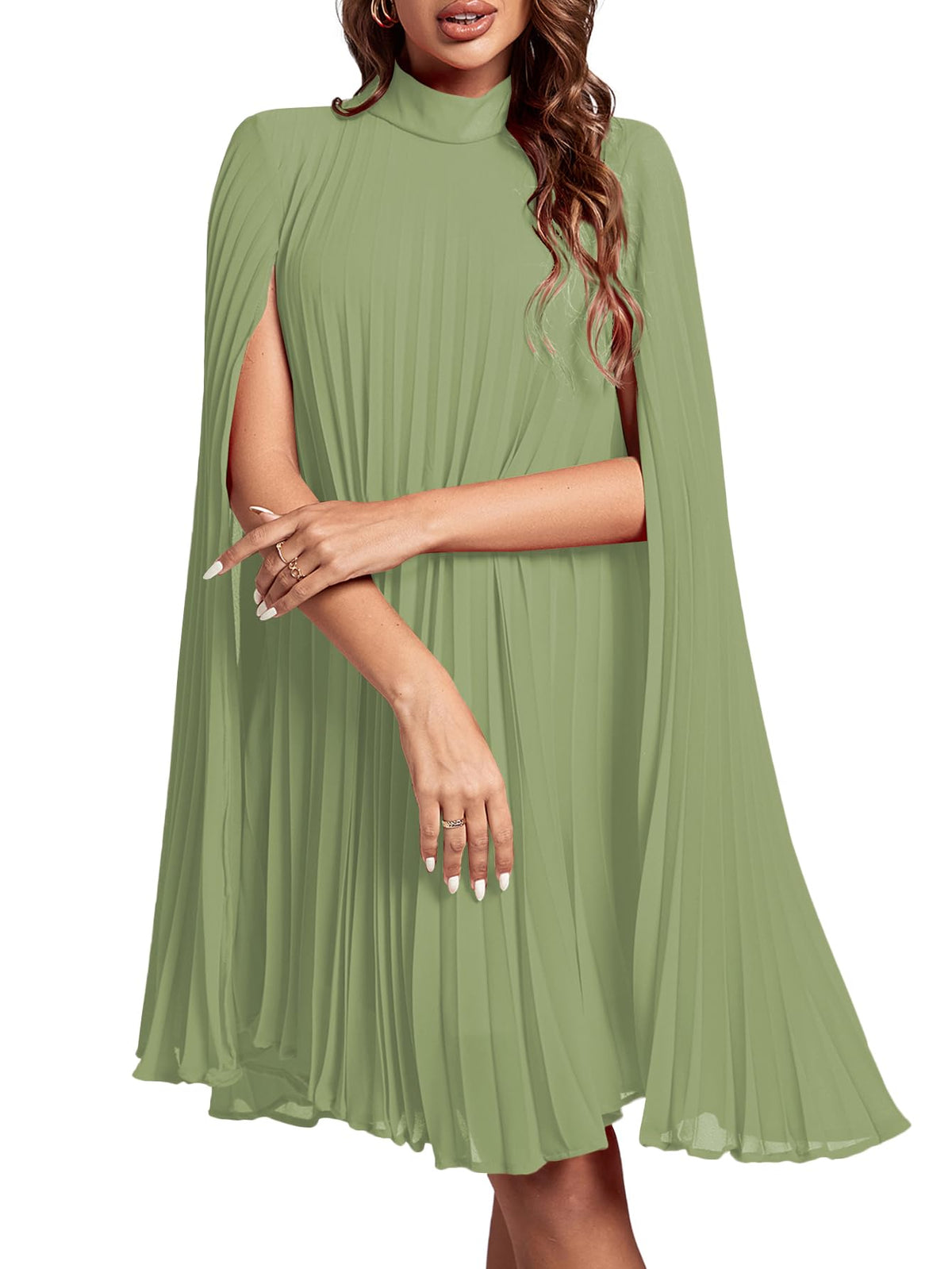 Rooscier Women's Cloak Sleeve Party Midi Dress