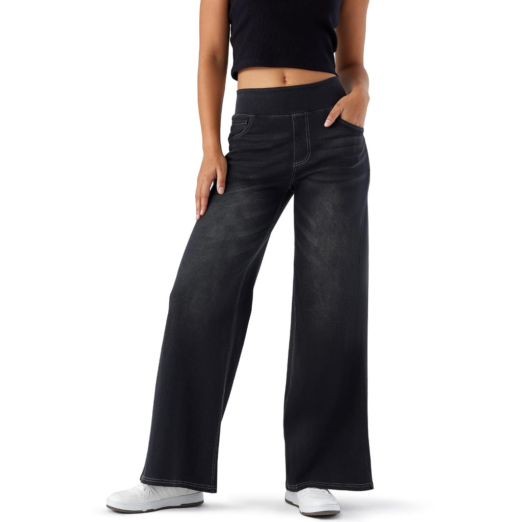 Women's High Rise Wide Leg Jeans Comfort
