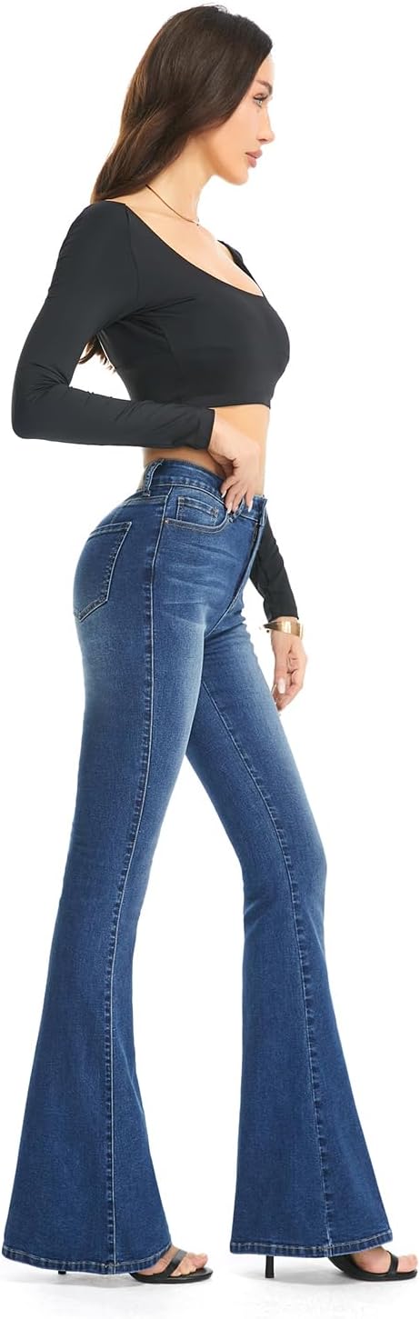 FLYING BANANA Women's Totally Shaping Curvy Stretchy Bootcut Flare Denim Jeans
