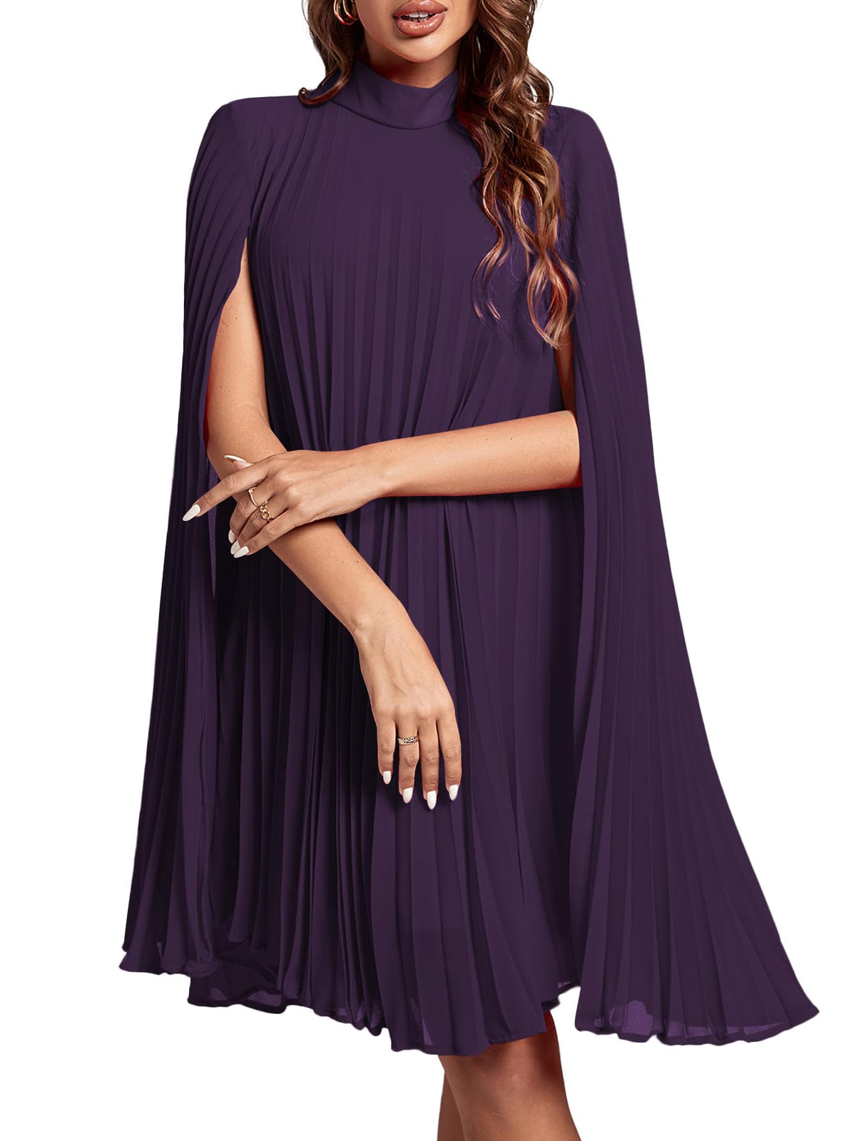 Rooscier Women's Cloak Sleeve Party Midi Dress