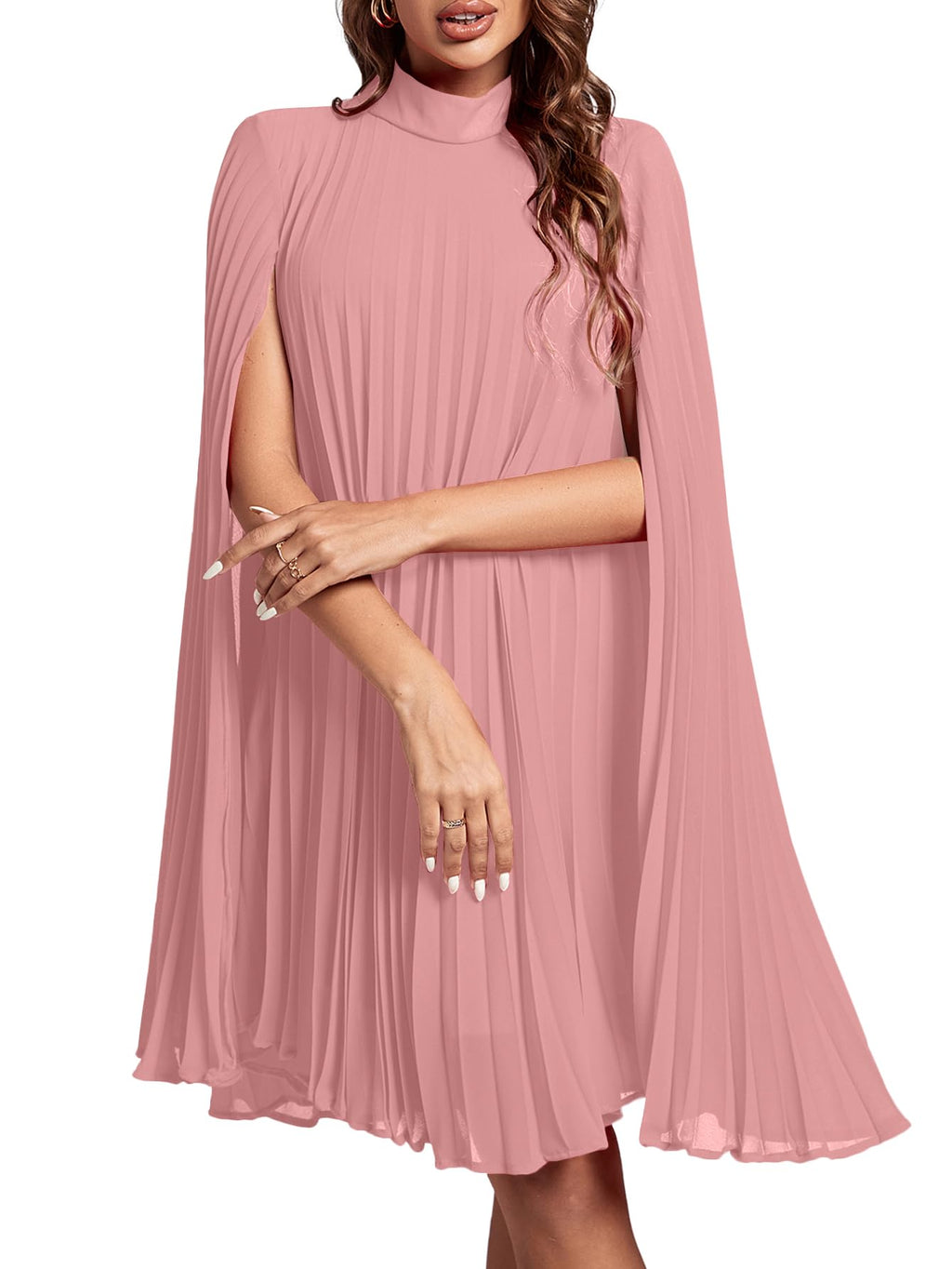Rooscier Women's Cloak Sleeve Party Midi Dress