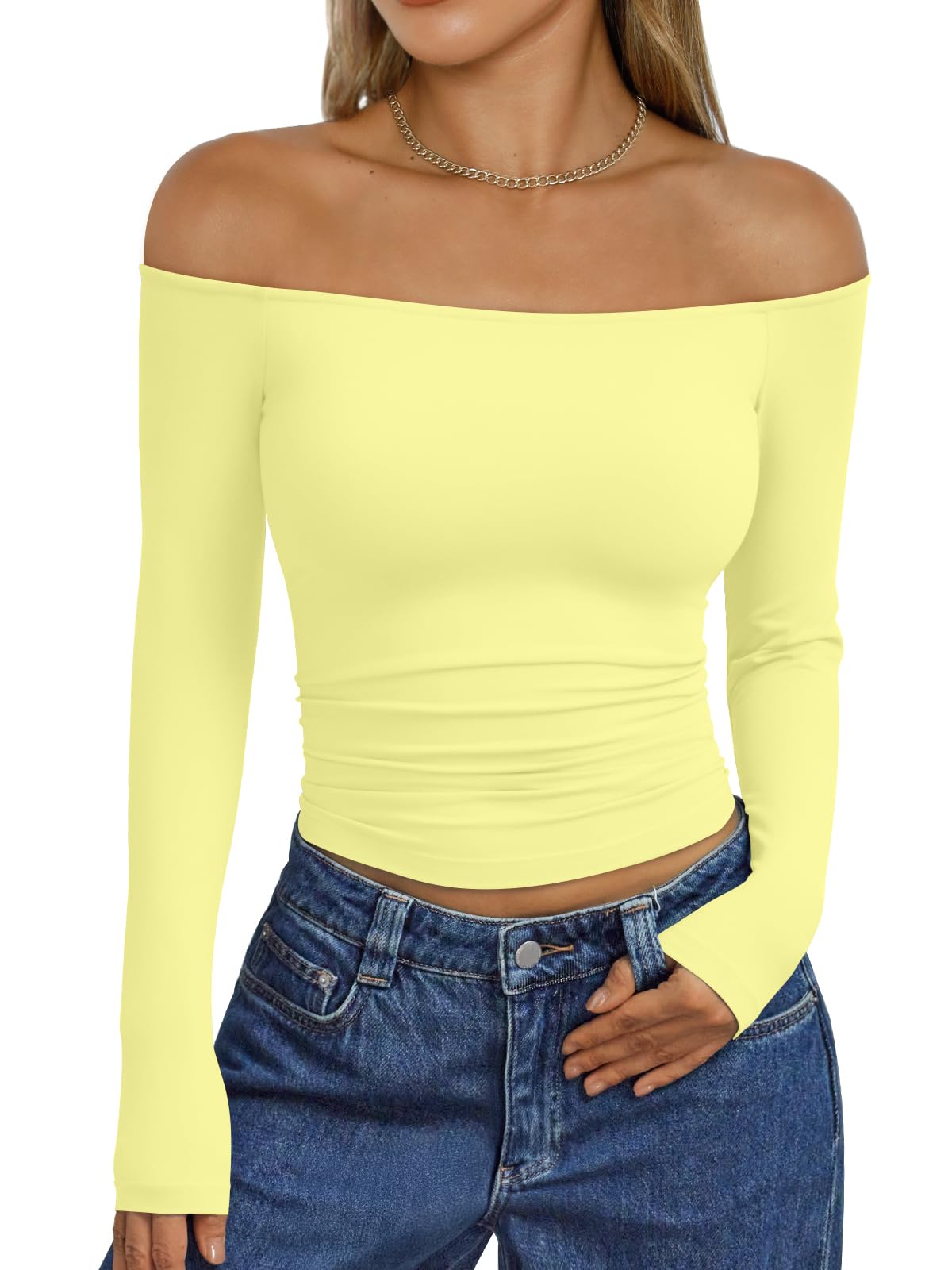Trendy Queen Womens Off The Shoulder Tops Going Out Basic Sexy T Shirts