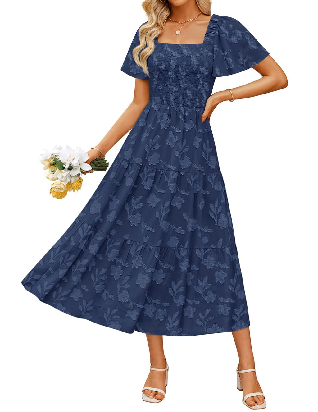 ZESICA Womens 2026 Summer Boho Wedding Guest Midi Dresses