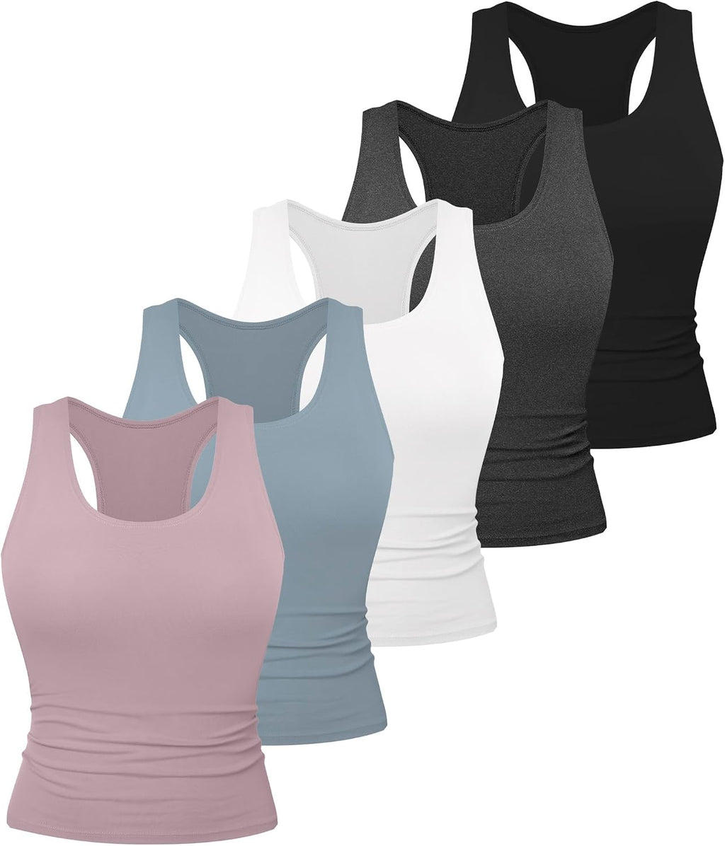 Dalavch 5 Pack Women's Workout Racerback Tank Tops No Built-in Bra