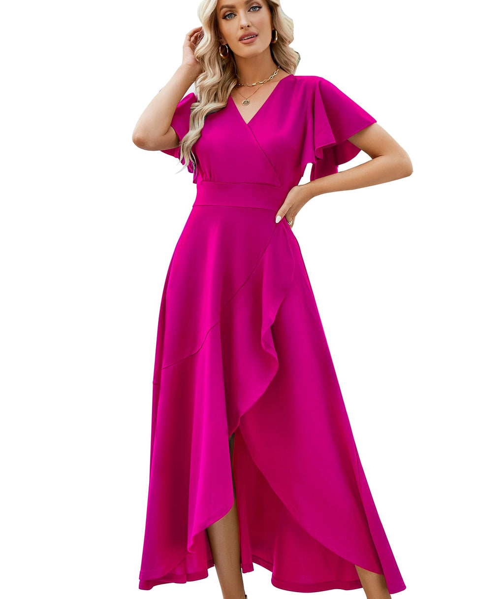 ZZV Formal Dresses for Women Gowns Evening V Neck Wedding Guest Dresses