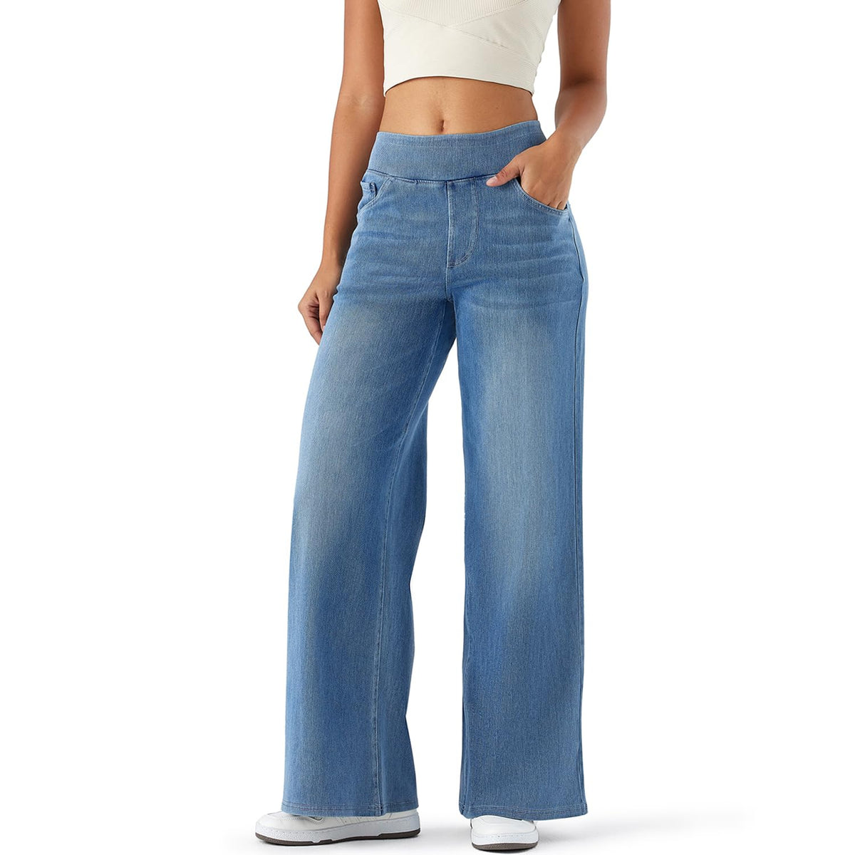 Women's High Rise Wide Leg Jeans Comfort