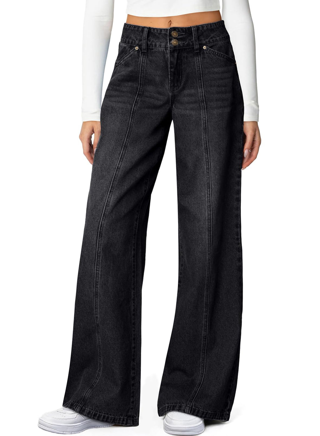 Sidefeel Women's High Waisted Wide Leg Stretchy Jeans