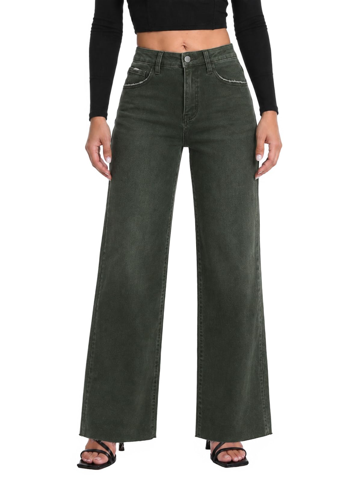 ONESO Wide Leg Jeans for Women High Waisted Stretchy Baggy Denim Pants