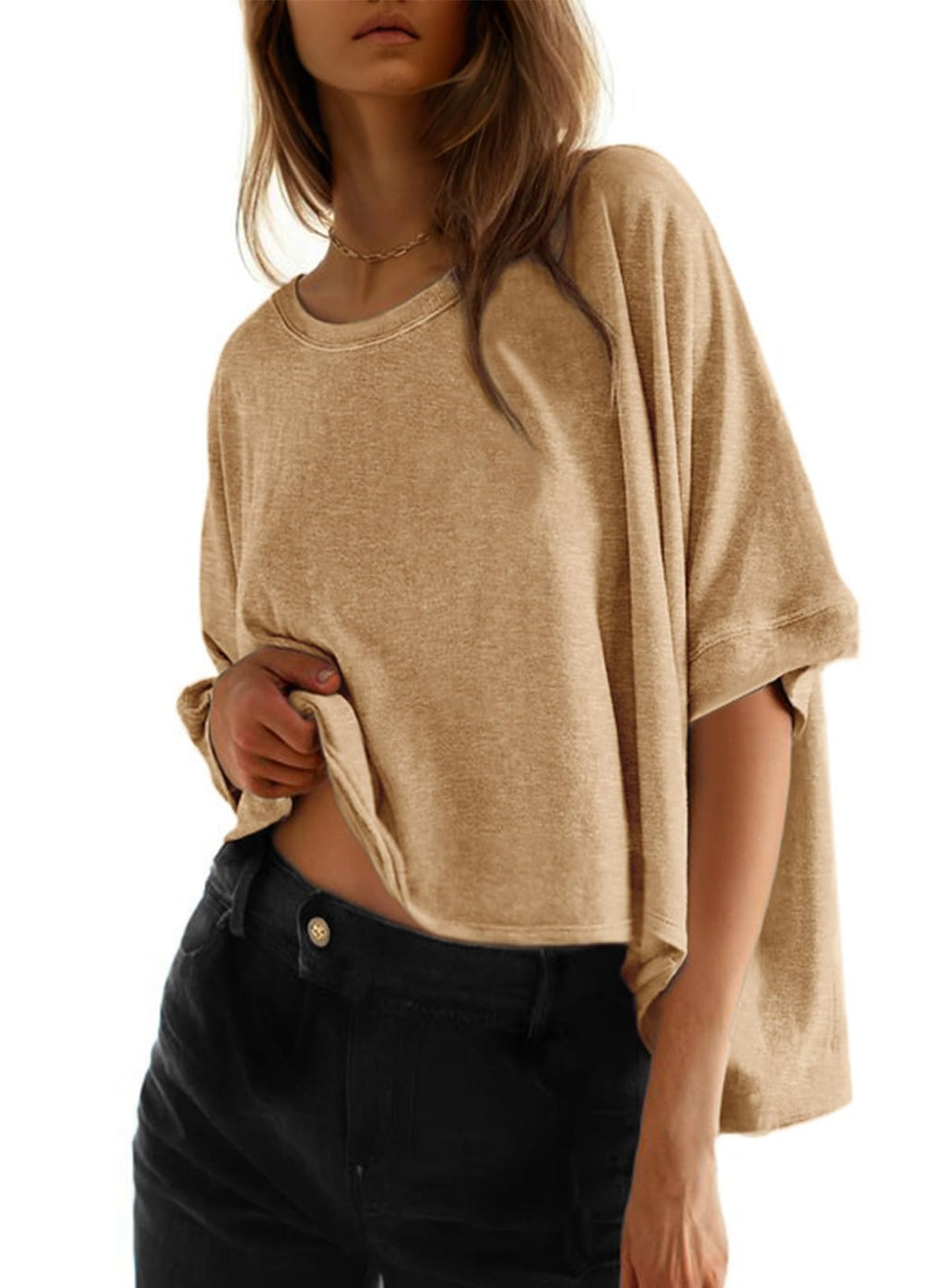 Dokotoo Oversized Tops Summer Shirts 2026 Fall T Shirts for Women Basic Tee