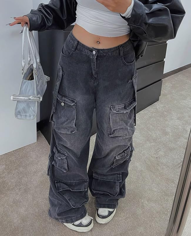 Cargo Jeans for Women Low Waist Baggy Pants Y2k