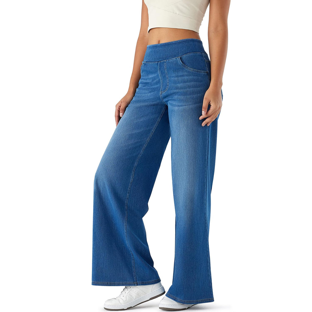Women's High Rise Wide Leg Jeans Comfort