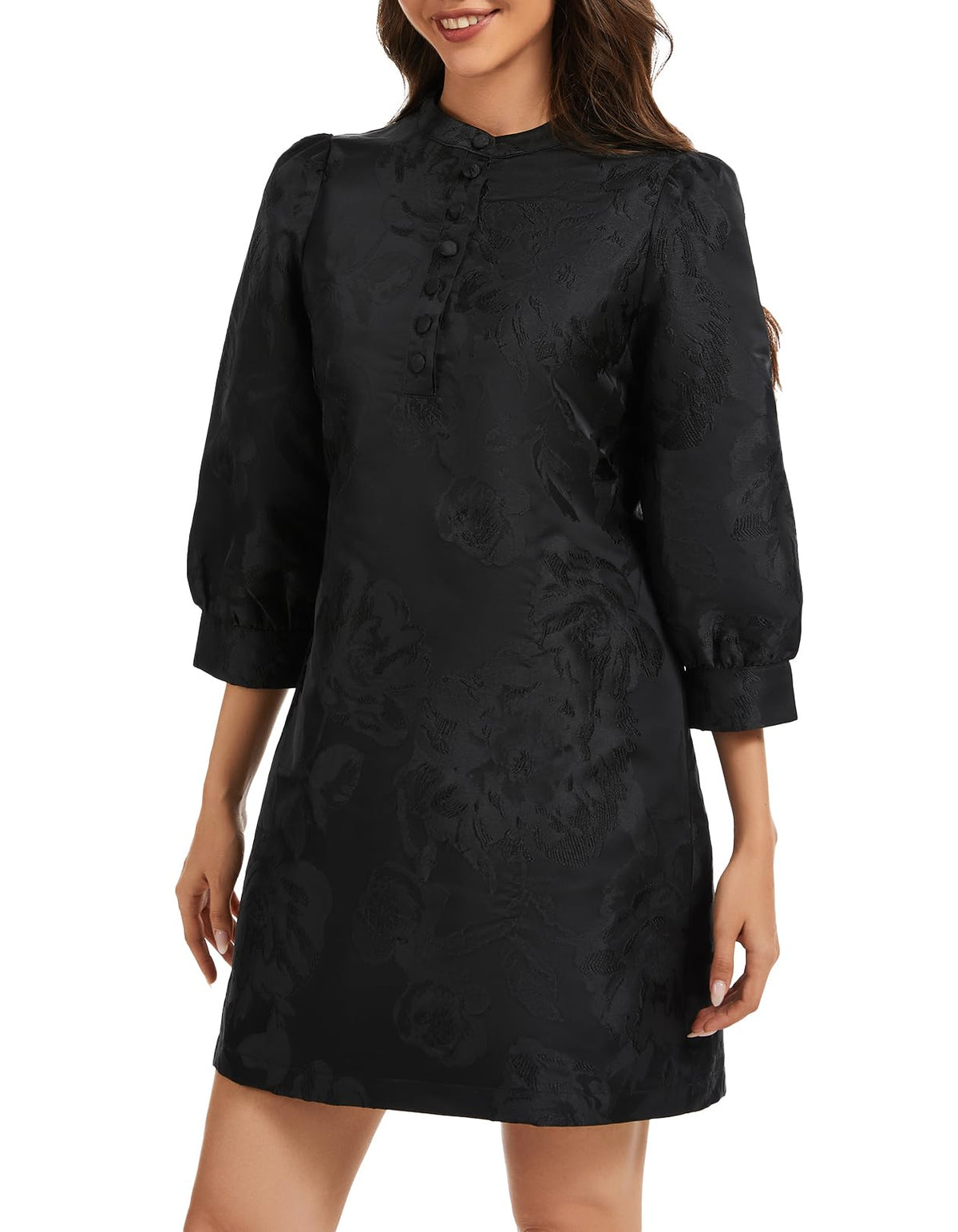 Ladyful Women's Floral Jacquard Dress Cocktail Mini Shift Dresses