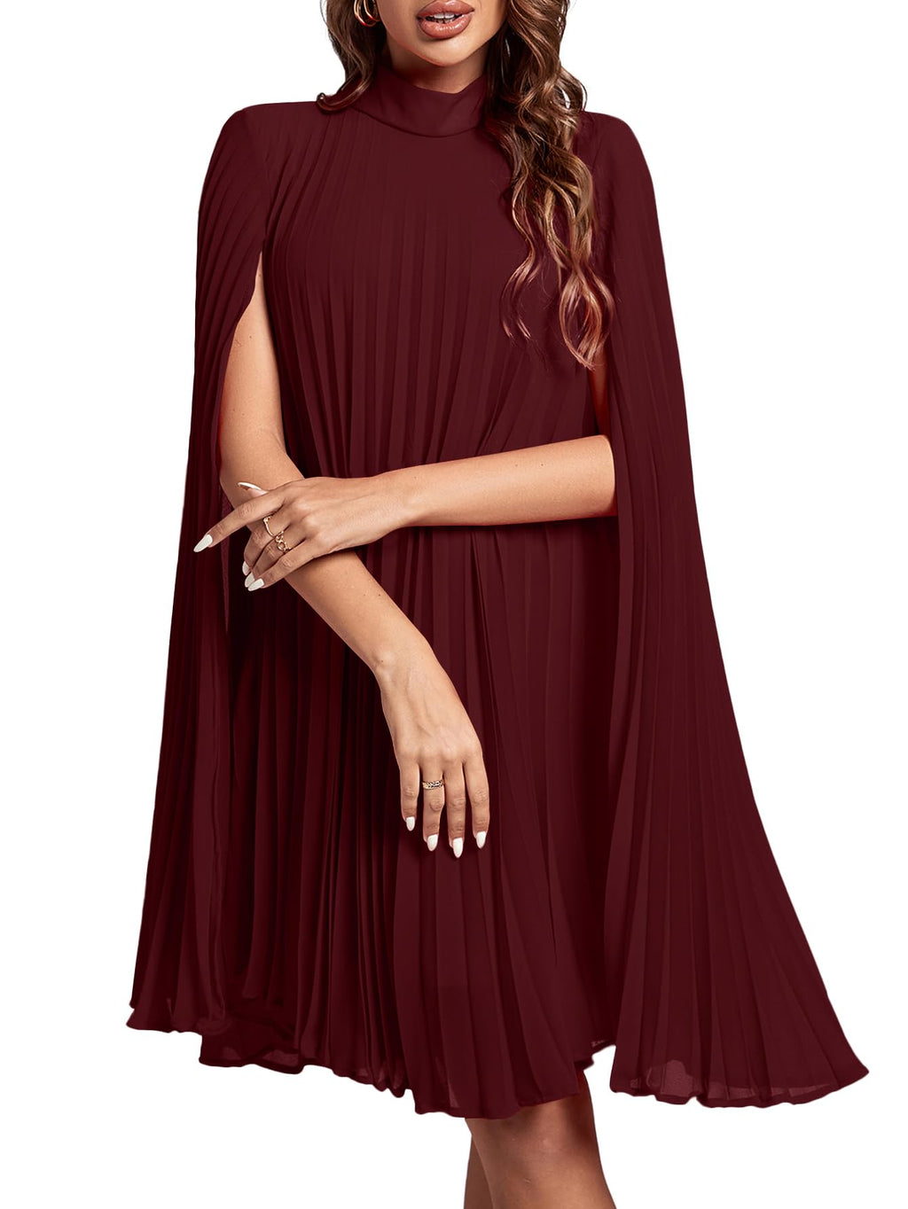 Rooscier Women's Cloak Sleeve Party Midi Dress