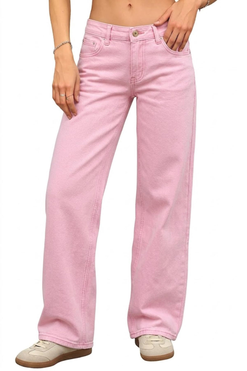 ELLEVEN Low Rise Baggy Jeans for Women, Straight Leg Denim Pants