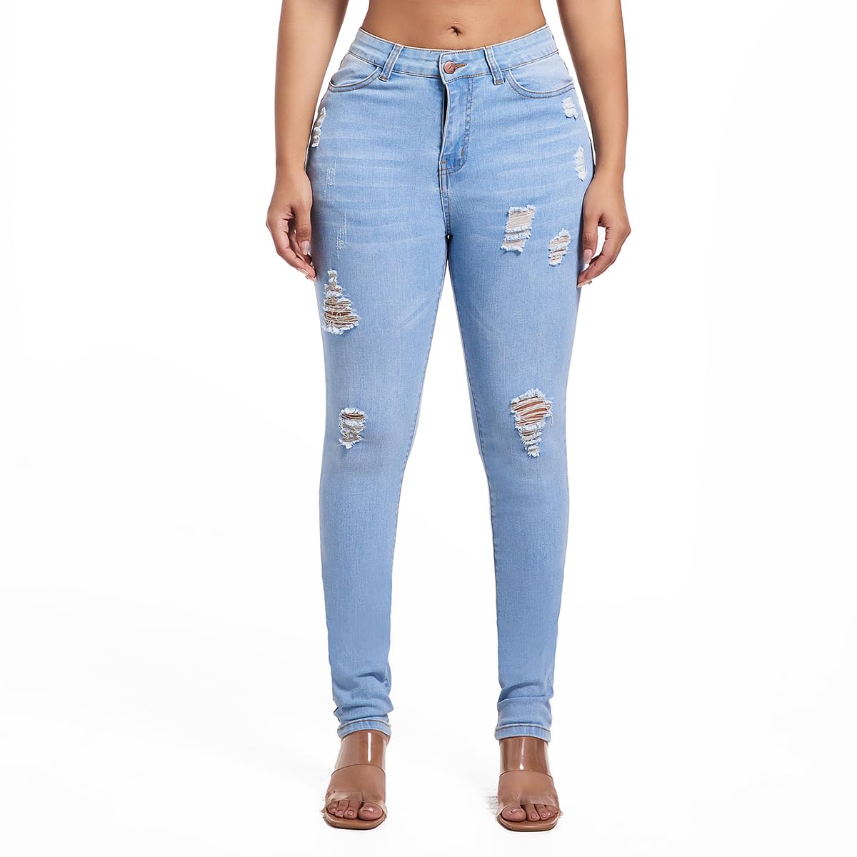 FISCLOSIN Women Colombian High Waisted Butt Lift Skinny Stretch Jeans