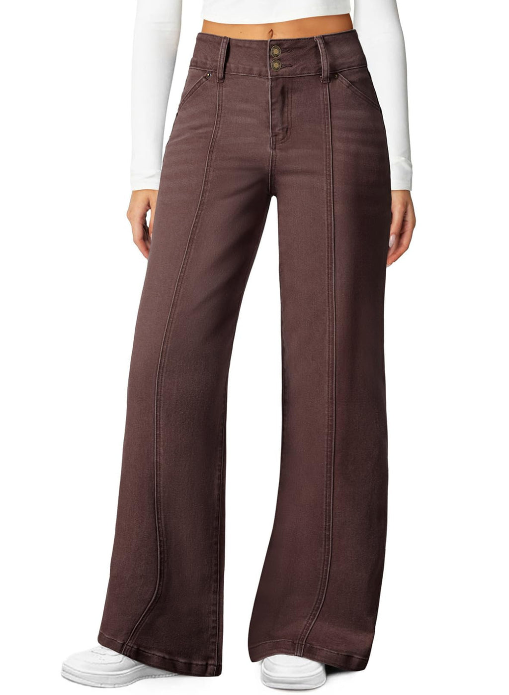 Sidefeel Women's High Waisted Wide Leg Stretchy Jeans