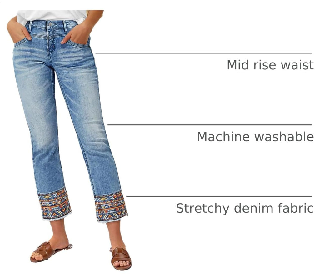 Flamingals Straight Leg Cropped Jeans for Women