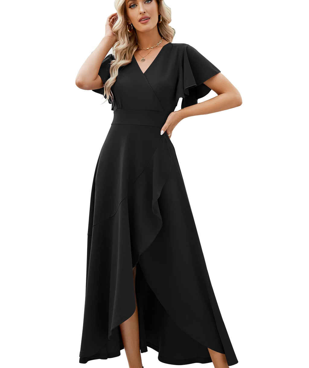 ZZV Formal Dresses for Women Gowns Evening V Neck Wedding Guest Dresses