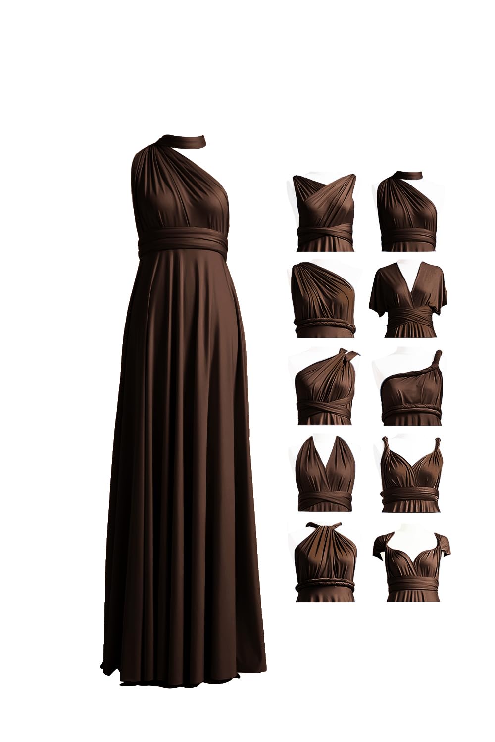 72styles Maxi Infinity Dress for Bridesmaids, Convertible Multi-Way Wrap
