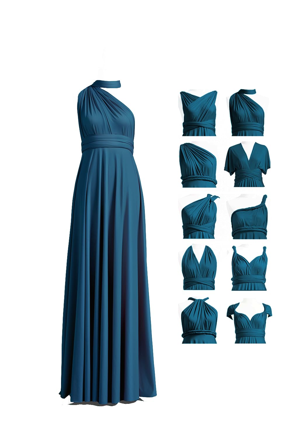 72styles Maxi Infinity Dress for Bridesmaids, Convertible Multi-Way Wrap