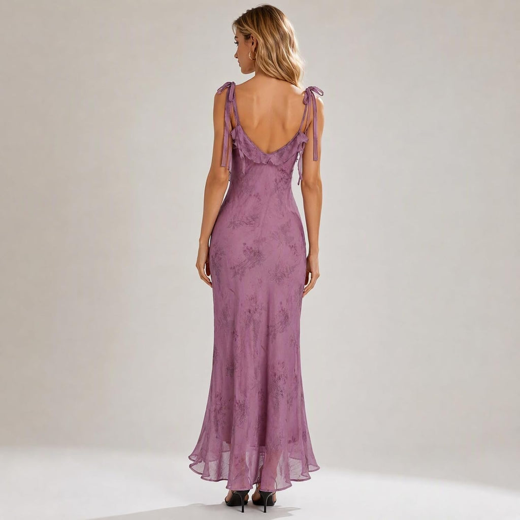 RIHOAS Boho Midi Floral Dress - Elegant Flowy Sundress | Formal-Inspired Outfit for Wedding Guest | Spring Summer Party Dress