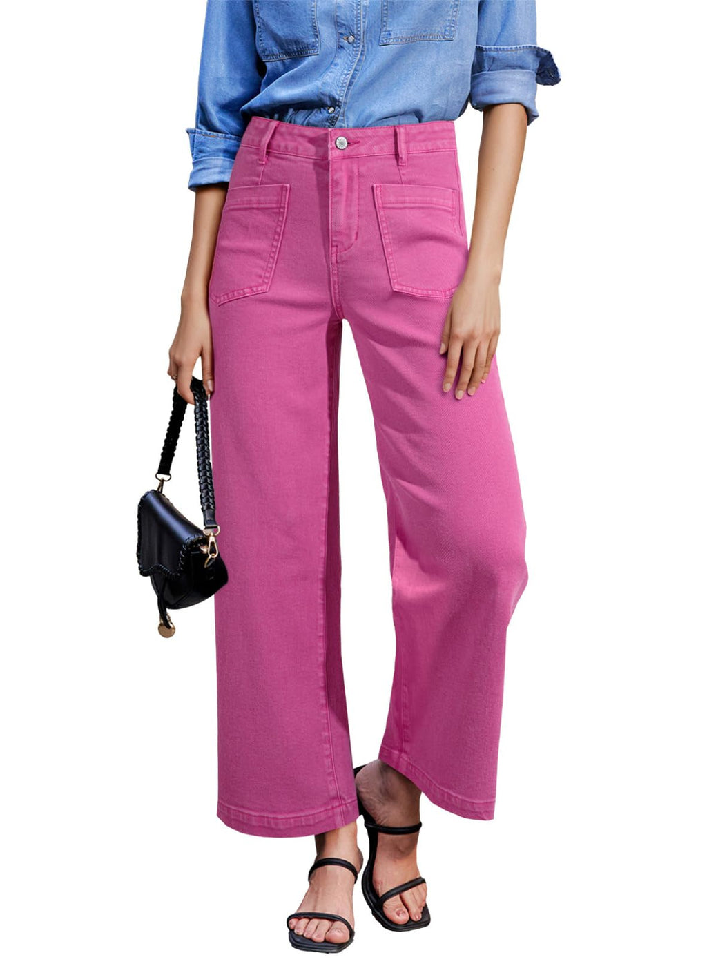 Sidefeel Wide Leg Jeans for Women High Waisted Stretchy Ankle Denim Pants