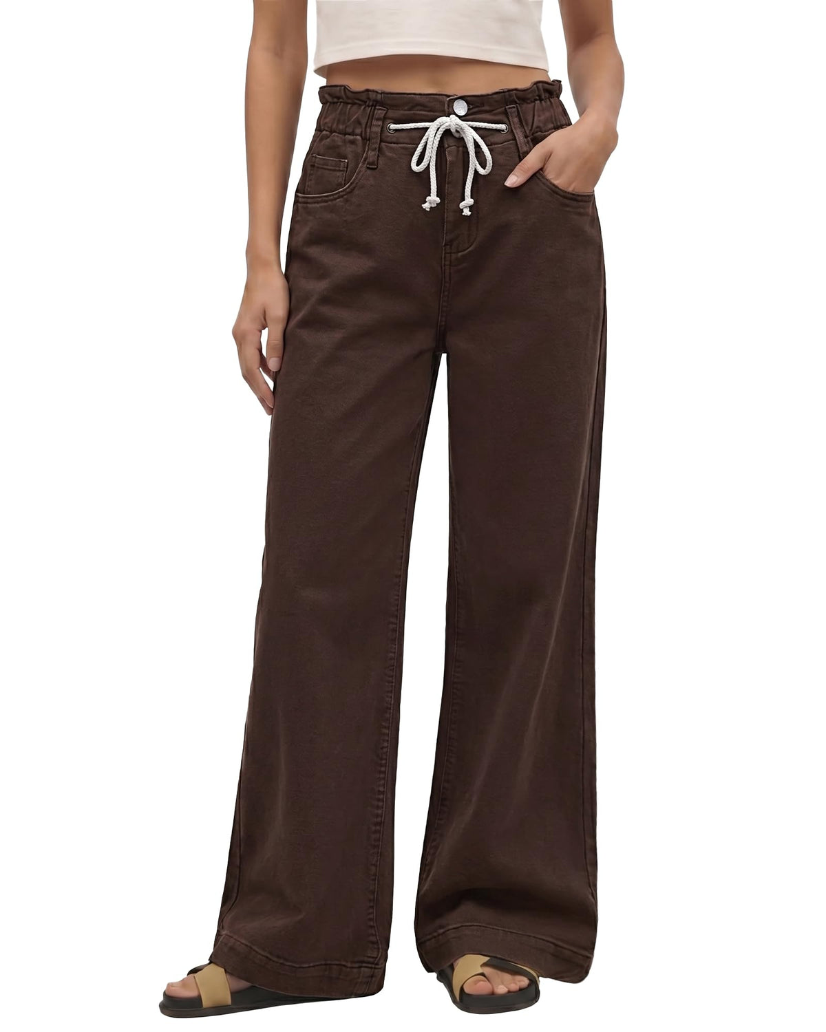 GRAPENT Wide Leg Jeans for Women Stretch High Wasited Elastic Waist Bell Bottom Baggy Y2K Pants