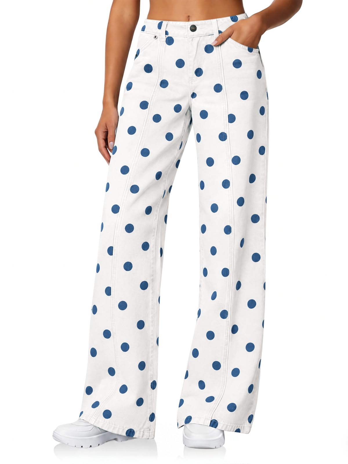 Cicy Bell Womens Wide Leg Jeans High Waisted Stretchy Baggy Denim Pants