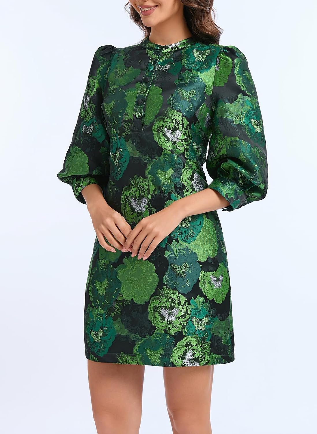 Ladyful Women's Floral Jacquard Dress Cocktail Mini Shift Dresses