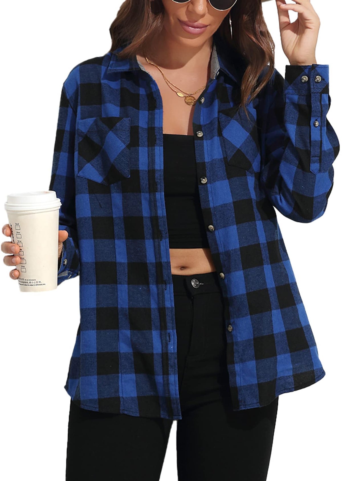 KevaMolly Plaid Flannel Shirts for Women Long Sleeve