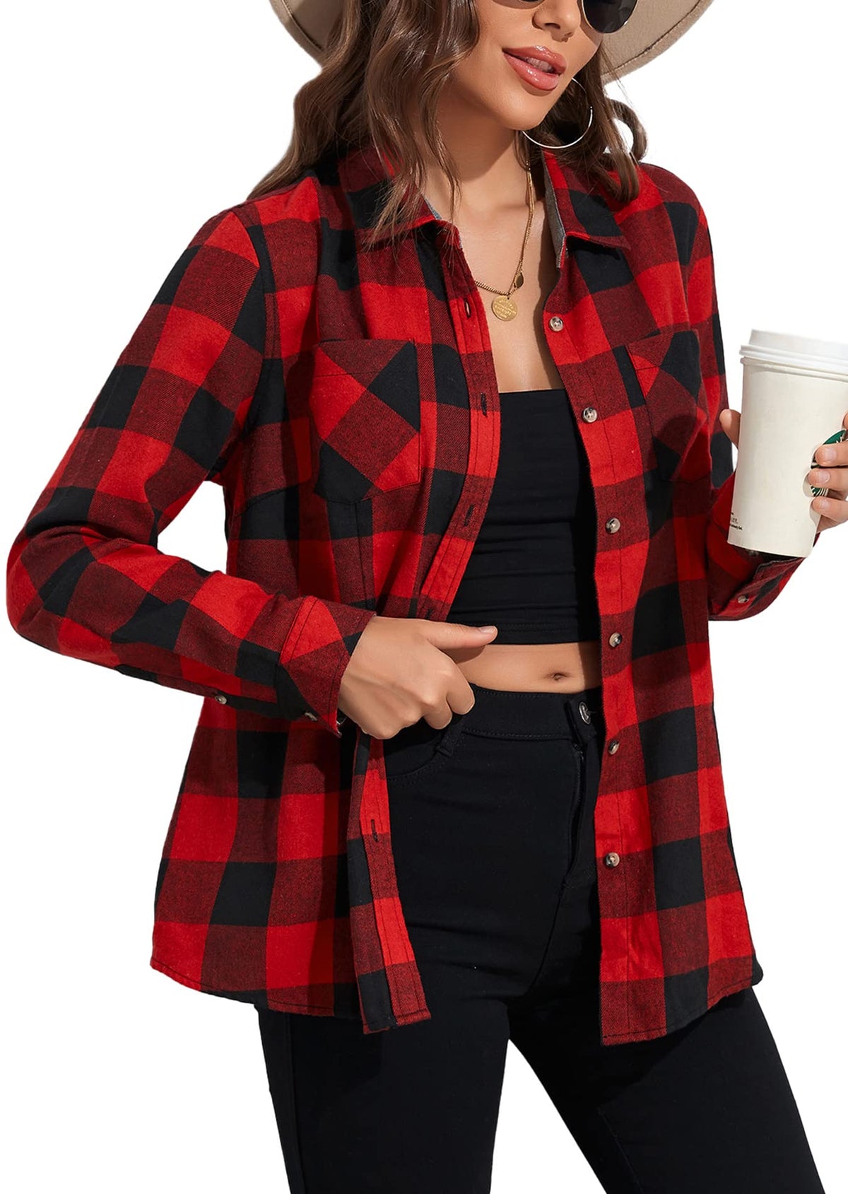 KevaMolly Plaid Flannel Shirts for Women Long Sleeve