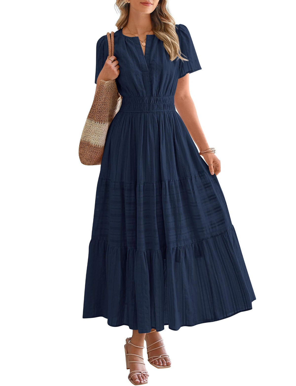 BTFBM Womens Summer 2026 Casual Maxi Dresses Lightweight Short Sleeve Dress