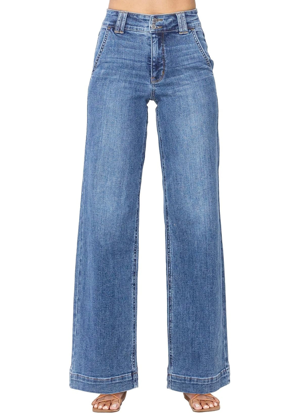 Astylish Women's High Waisted Wide Leg Straight Jeans