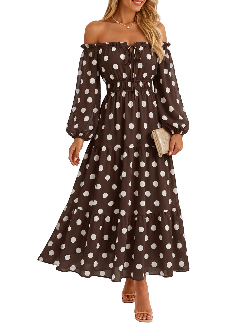 ZESICA Womens 2026 Fall Long Sleeve Floral Maxi Dress