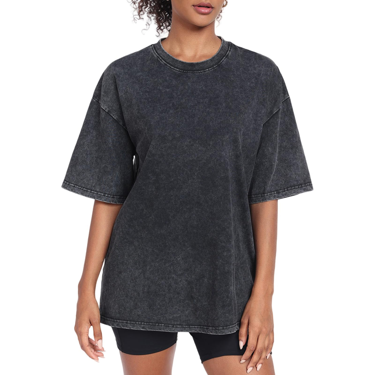 Womens Washed Vintage Oversized T-Shirt Baggy Workout Tops Short Sleeve Cotton Tshirts Streetwear Boyfriend Tee